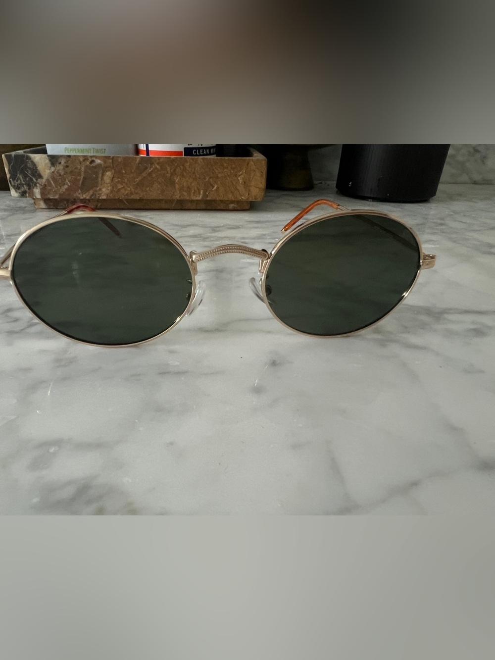 Gold Frame Black Lens women's Sunglasses